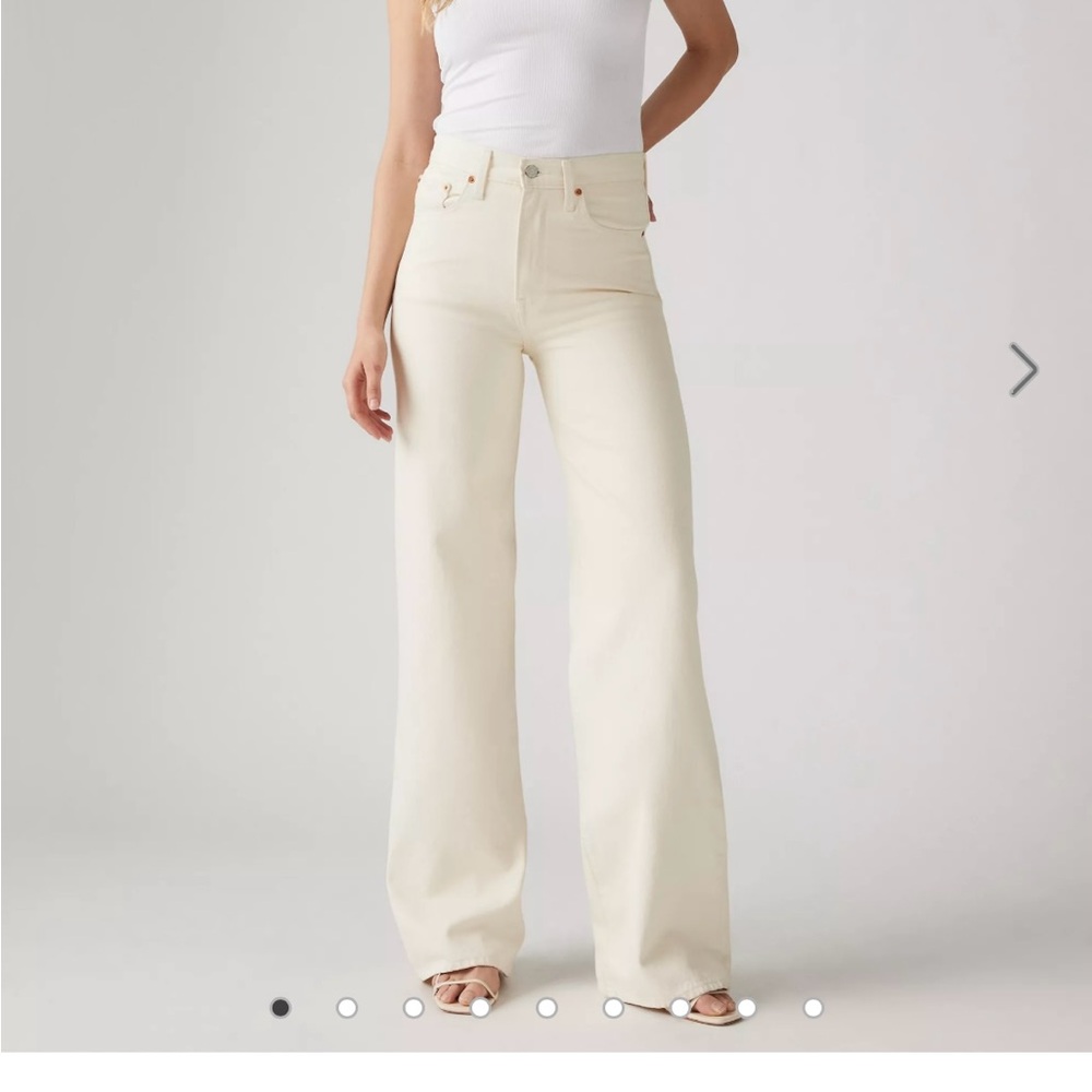 Levi's Cream Flare Wide Leg Jeans